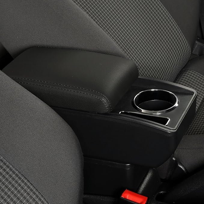 AULPHIKE Compatible with Ford Fiesta Armrest 3 2011-2018 Center Console Organizer Armrests Double Layer Storage Space with Cup Holder