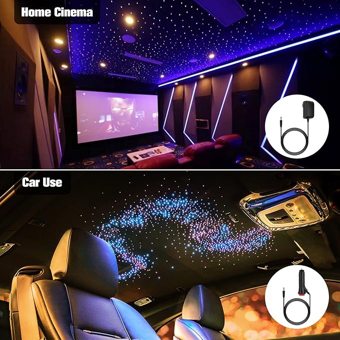 CHINLY 650pcs Starlight Headliner Kit,Star Light Headliner Kit,Twinkle Star Lights for Car,RGBW+APP+Remote Fiber Optic Lights Star Headliner Kit,Car Star Lights for Ceiling Car,Theater 13.1ft 0.03in
