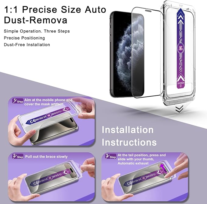 2 Pack Screen Protector for iPhone 11 Pro Max/iPhon XS Max, 9H Tempered Glass