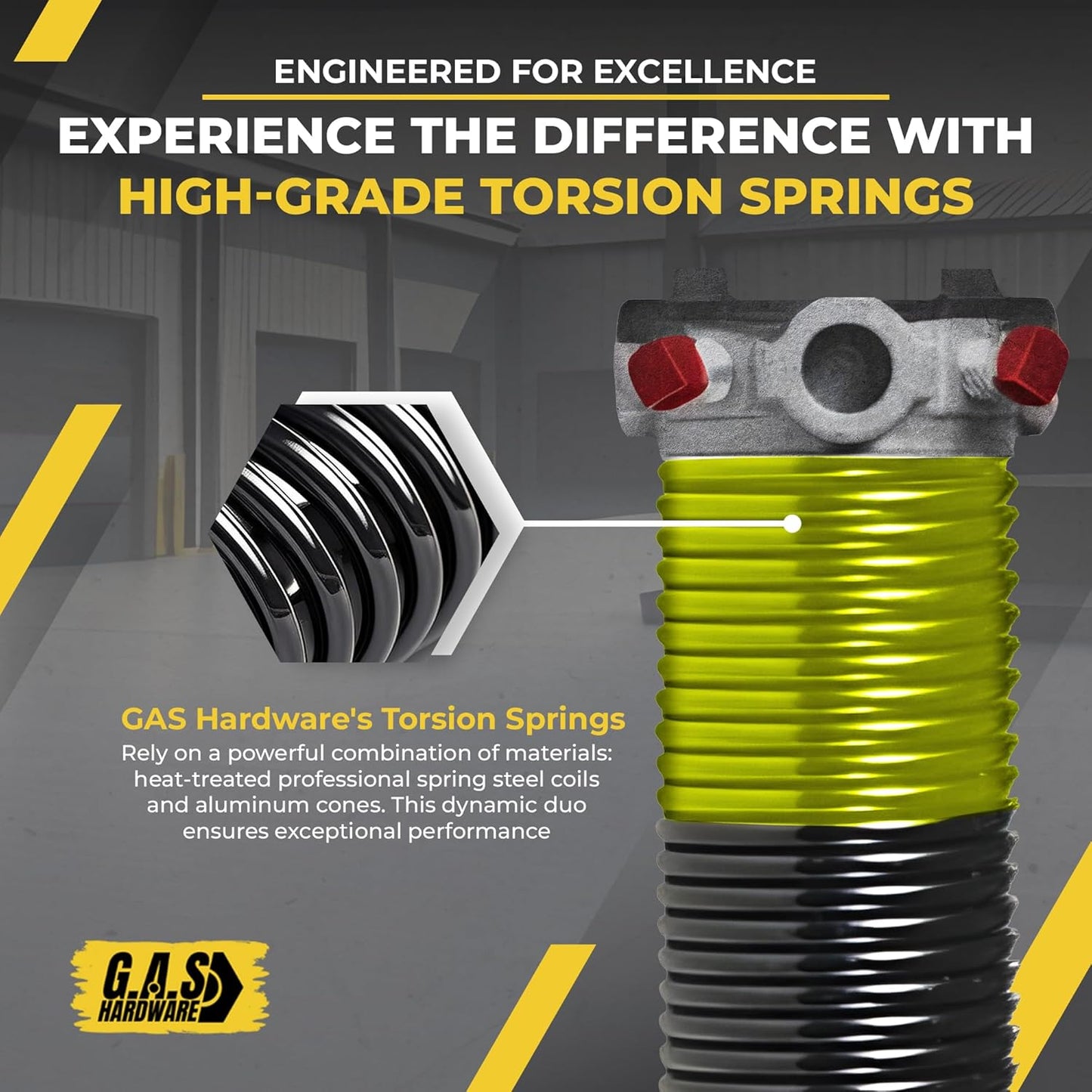 Garage Door Torsion Spring 207x1.75x26 Includes 1” Steel Bearing, Non-Slip Gloves, and Winding Bars for Left and Right Side of Garage Door Precision E-Coating 5-Year Warranty Min. 30,000 Cycles (Pair)