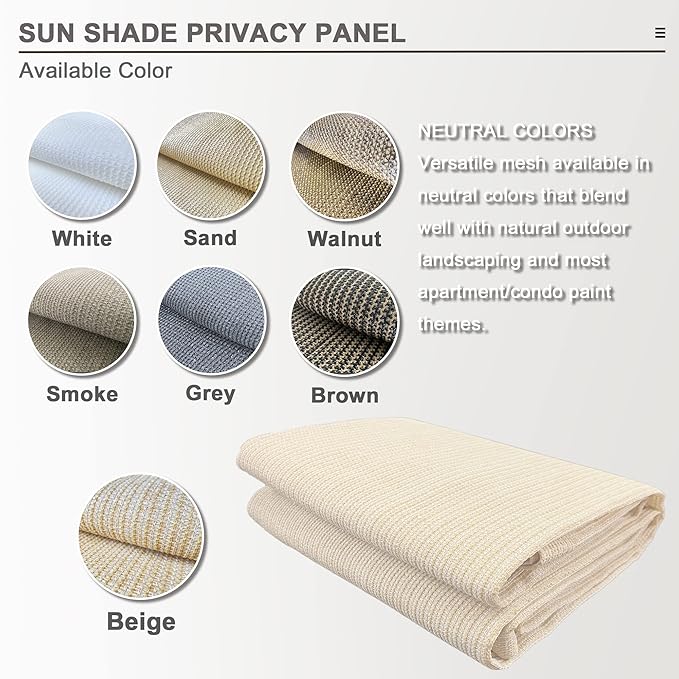Alion Home Sun Shade Privacy Panel with Grommets on 4 Sides for Patio, Awning, Window Cover, Pergola or Gazebo - Banha Beige (10' x 6')