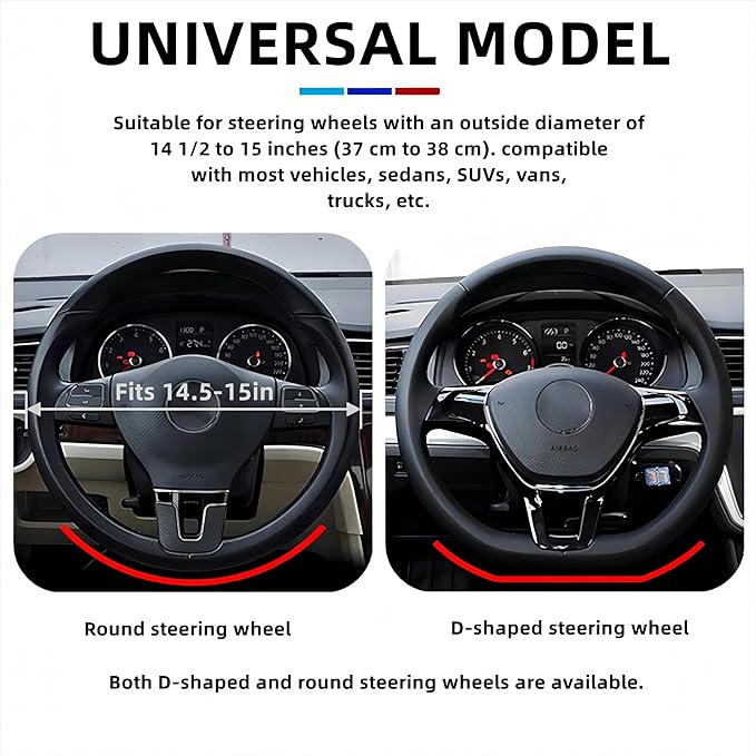 Car Steering Wheel Cover, 15 inch Microfiber Leather Carbon Fiber Soft Anti-Slip Breathable, Universal Size Elastic Car Accessory for Most Cars (Pink)