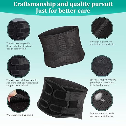 Adjustable Back Brace for Lower Back Pain & Sciatica Relief - Unisex Lumbar Support Belt for Herniated Disc, Posture Correction, Breathable Design for Work, Sports (B92,XX-Large)