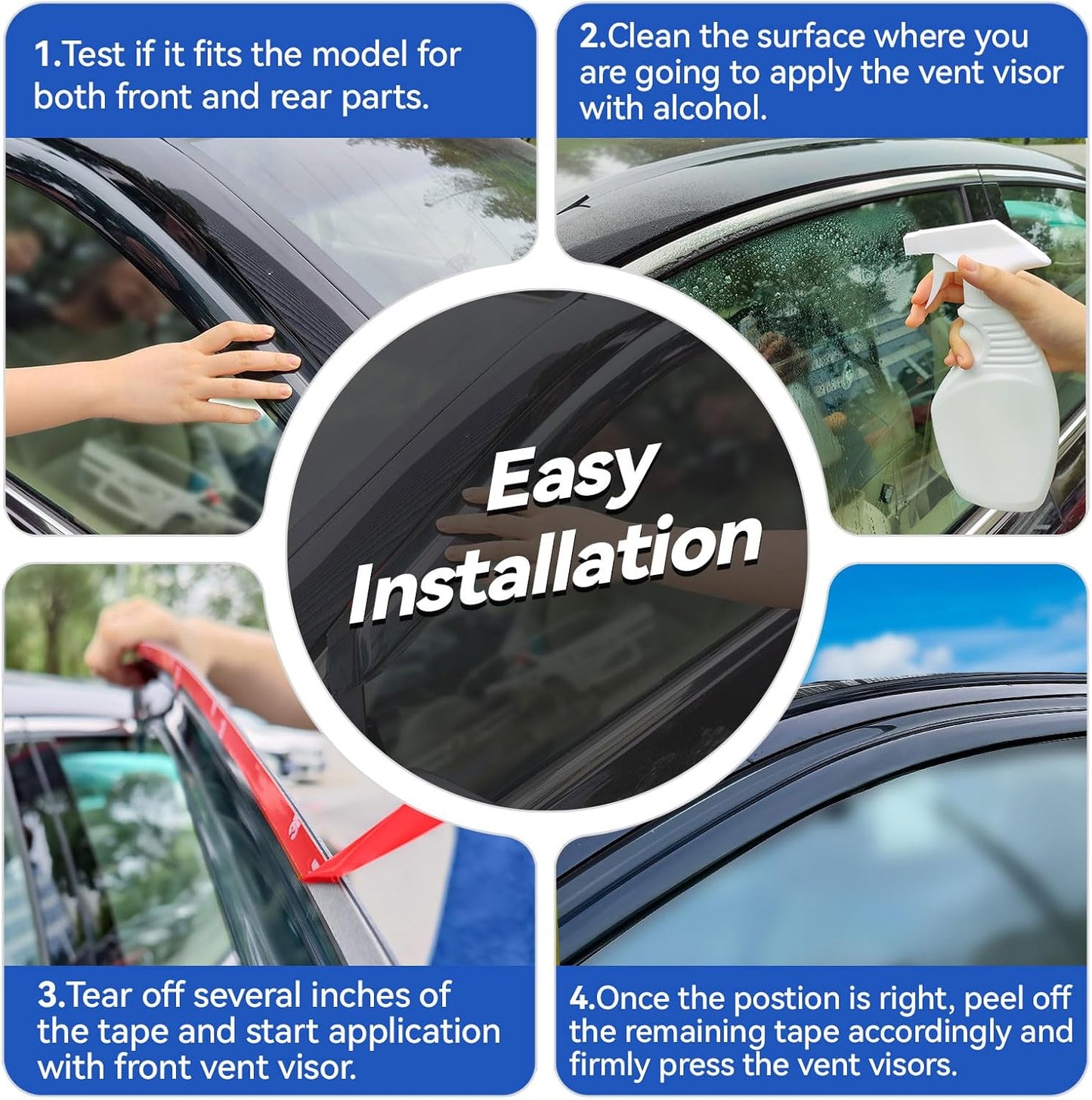 Window Visors Rain Guards for 2008-2020 Dodge Grand Caravan, Out-Channel Window Vent Wind Deflectors Visors Shades for 2008-2016 Chrysler Town Country, 2009-2012 Volkswagen (VW) Routan
