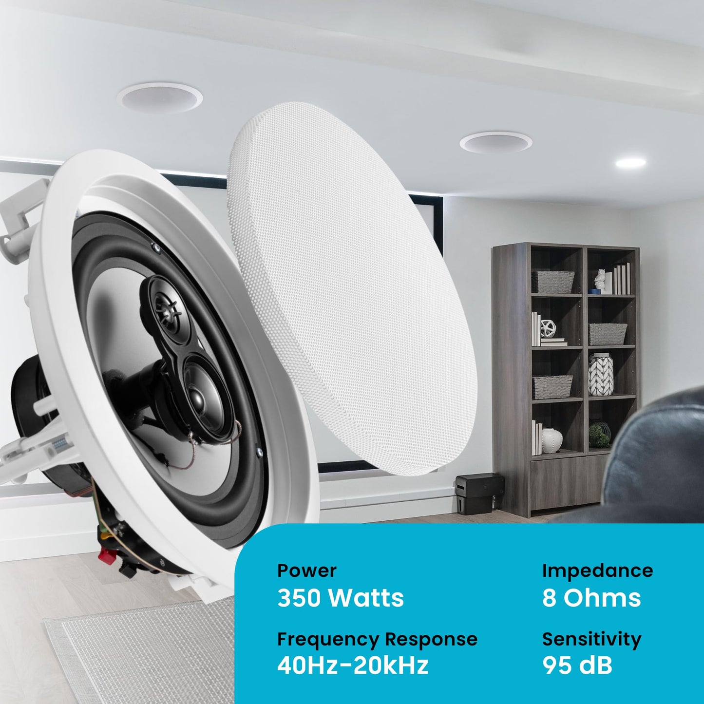 Acoustic Audio CSic83 in Ceiling 8" Speaker Pair 3 Way Home Theater Speakers