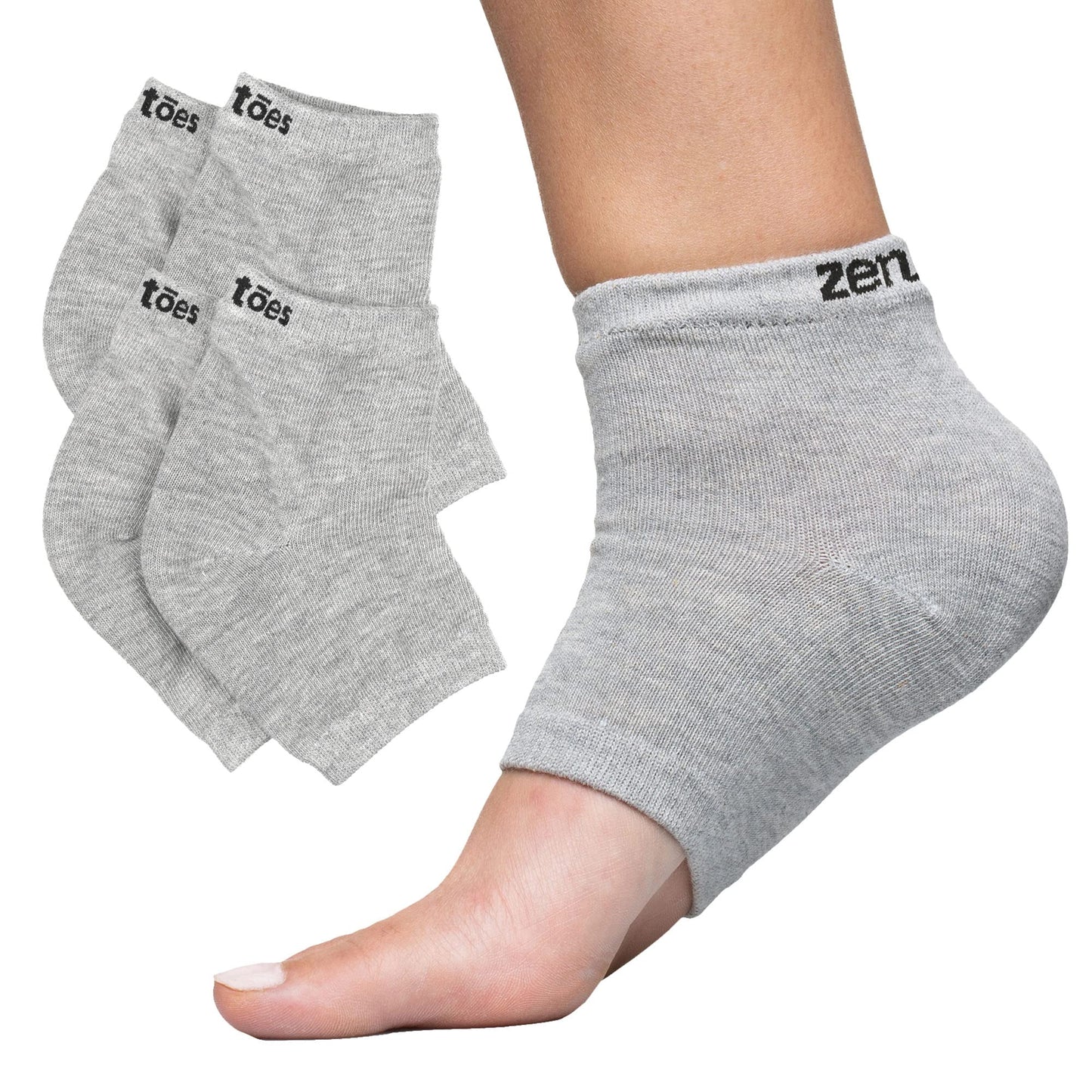 ZenToes Moisturizing Heel Socks 2 Pairs Gel Lined Toeless Spa Socks to Heal and Treat Dry, Cracked Heels While You Sleep (Regular, Blue Tie Dye)
