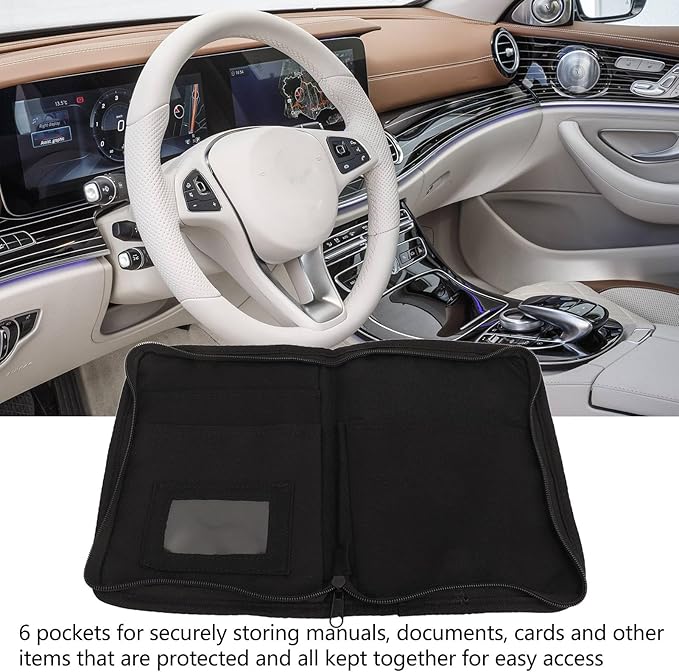 Srliya Car Glove Compartment Organizer, 6 Pockets Zipped Design, Portable Document Holder for Car, made of 600D Oxford cloth, Universal
