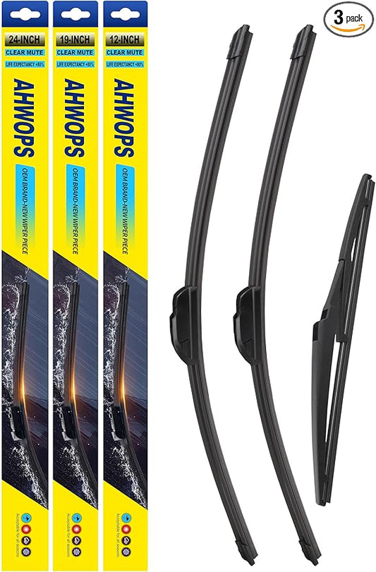 3 Wiper Front and Rear Wiper Blades for 2009-2020 Dodge Journey, OE Original Style (24″/19″ Front/12″ Rear) For My Car
