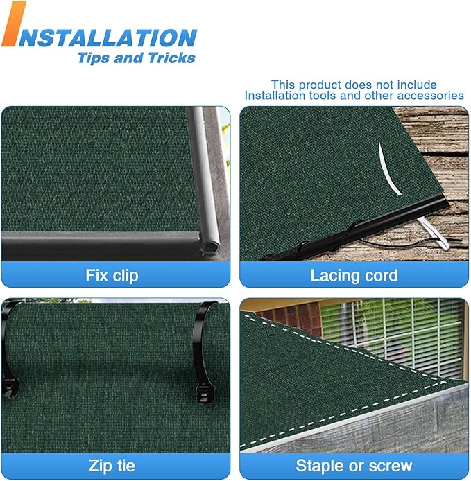 TANG Sun Shade Fabric Roll 8'x18' Shade Cloth for Garden Dark Green HDPE Mesh Shading Pergola Cover Replacement Canopy, 95% Blockage Sunshades for Outdoor Patio Backyard Plant