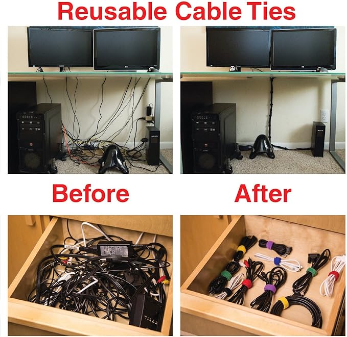 Heaviest Cable Organizer on The Market! Compact and Weighted Desktop Cord Holder and Cable Organizer, Eco-Friendly Silicone, No Bad Smell, Bundled with 4 Reusable Cable Ties! (Orange)