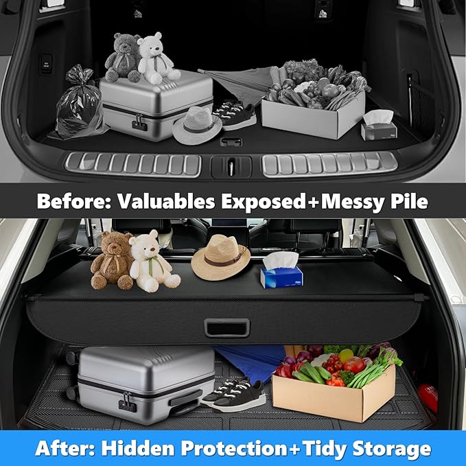 MIALUTY® Cargo Cover for 2014-2015 Kia Sorento Retractable Trunk Cover Sorento Accessories Anti-Peeping Anti-Theft Privacy Screen,Trunk Luggage Shield Shade Carbon Fiber Texture