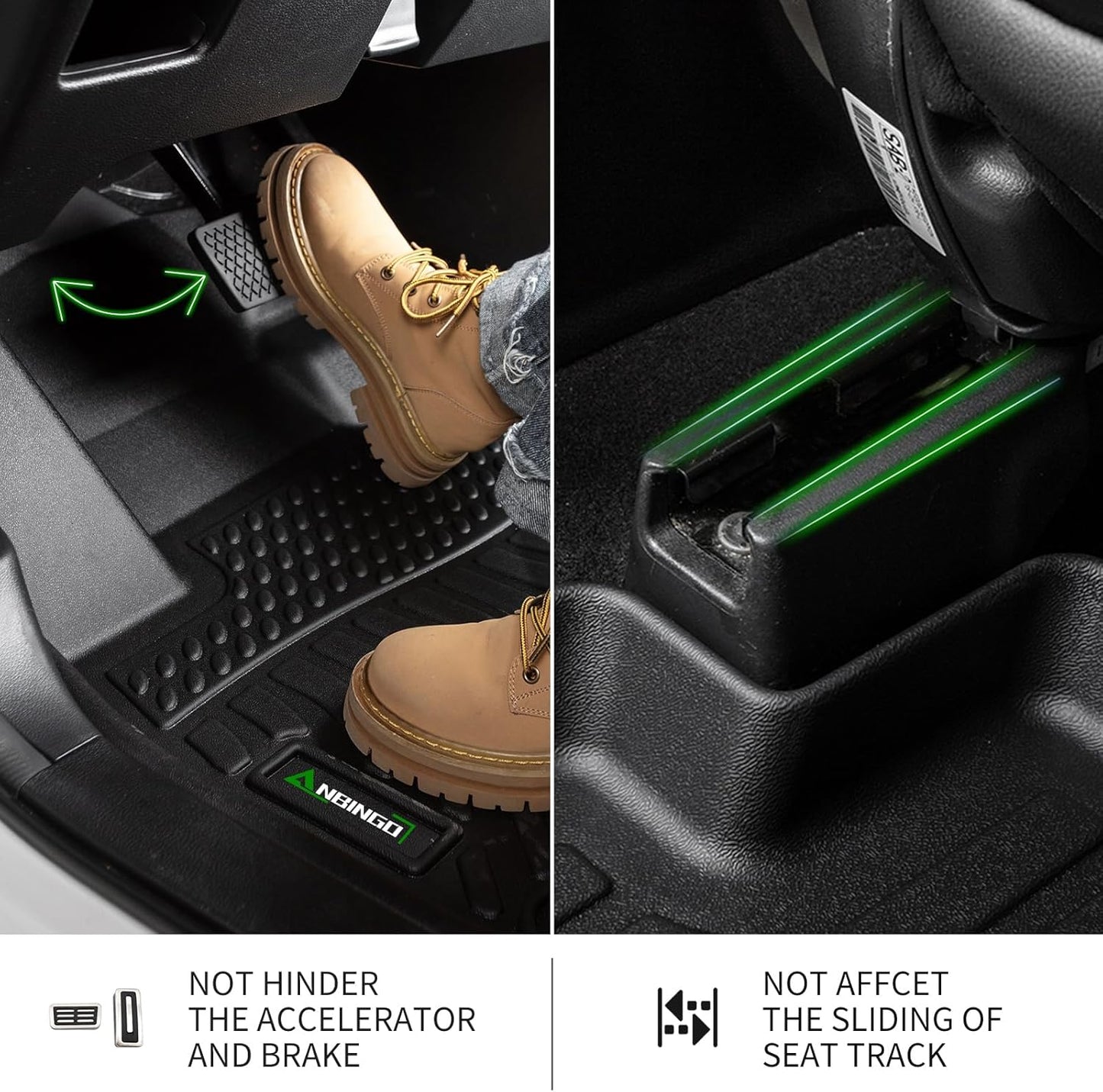ANBINGO®-Floor Mats for Nissan Rogue 2014-2020 (Not Fit 7-Seat or Hybrid) All Weather Rogue Floor Liners Set Rogue Accessories Black (Rear Trunk Mat+Floor Mats)
