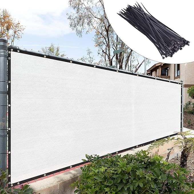 Royal Shade Custom Size 5' x 34' White Fence Privacy Screen Windscreen Cover Netting Mesh Fabric Cloth - Cable Zip Ties Included (We Make Custom Size)