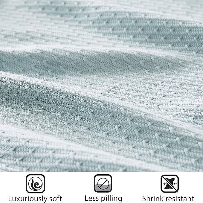 Madison Park Soft Certified 100% Egyptian Cotton Breathable Cozy Blanket, Premium Waffle Knit Classic Design, Luxury All Season Lightweight Cover for Bed, Couch and Sofa, Light Blue King(108"x90")