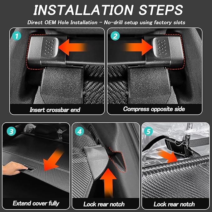 Cargo Cover for Volkswagen VW Tiguan 2024-2018 (Not Fit 2026 Tiguan) Accessories Retractable Trunk Cover Security Shielding Shade Cargo Luggage Cover Trunk Privacy Protection
