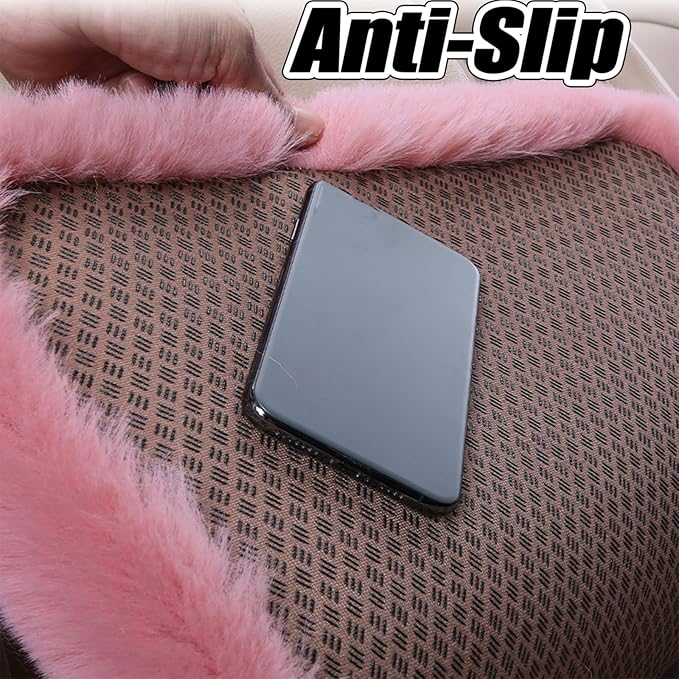 Plush Car Seat Cushion, Soft Warm Fuzzy Faux Rabbit Fur Fluffy Plush Auto Seat Cover Vehicle Car Front and Back Seat Protector Pad with Non-Slip Backing Cushion Interior Universal Fit (Brown,Front*1)