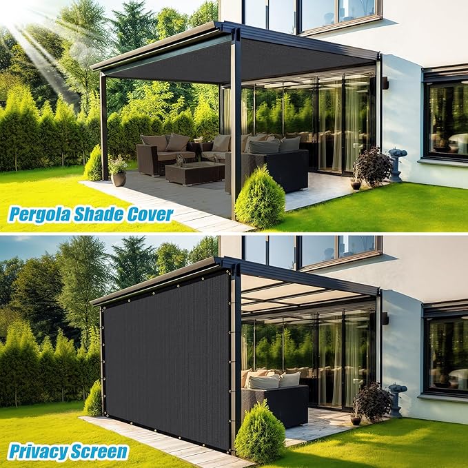 Amagenix 90% Pergola Shade Cover 6'X 9' Dark Gray Sun Shade Cloth with Grommets for Outdoor Garden Patio Porch-Commercial Grade 200 GSM-Cable Zip Ties Included (We Customized)