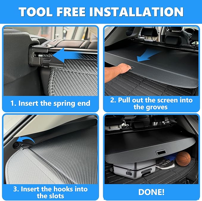 MIALUTY® Cargo Cover for 2008-2012 Ford Escape 3.0L Retractable Trunk Cover Escape Accessories Anti-Peeping Anti-Theft Privacy Screen,Trunk Luggage Shield Shade Carbon Fiber Texture