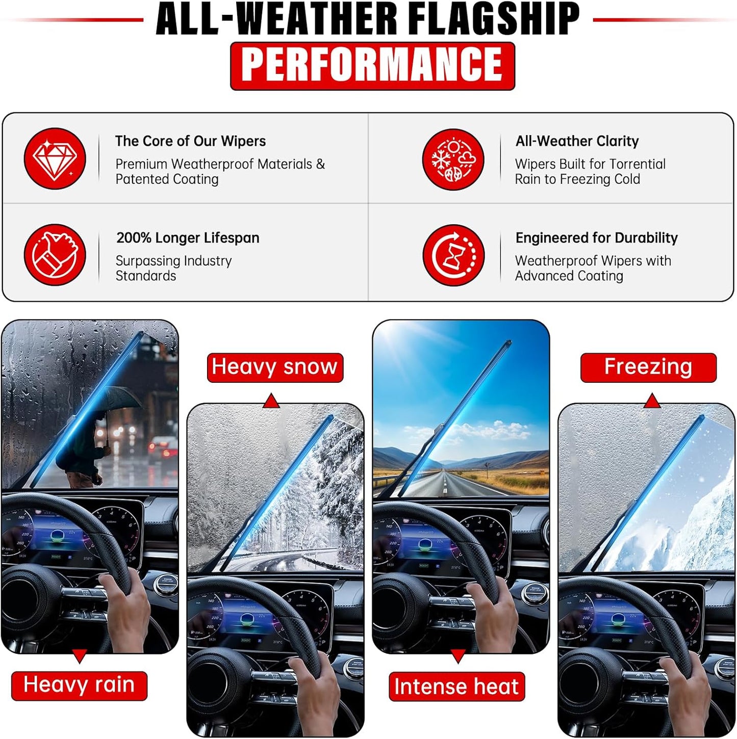Windshield Wiper Blades Replacement for 2015-2022 Chevy Chevrolet Trax Original Factory Quality Front Rear Wipers Blade Set for My Car - 26" 14" 10" (Pack of 3)