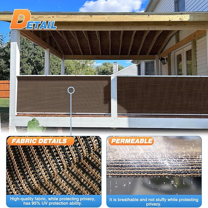 TANG Sun Shade Fabric Roll 8'x26' Shade Cloth for Garden Brown HDPE Mesh Shading Pergola Cover Replacement Canopy, 95% Blockage Sunshades for Outdoor Patio Backyard Plant
