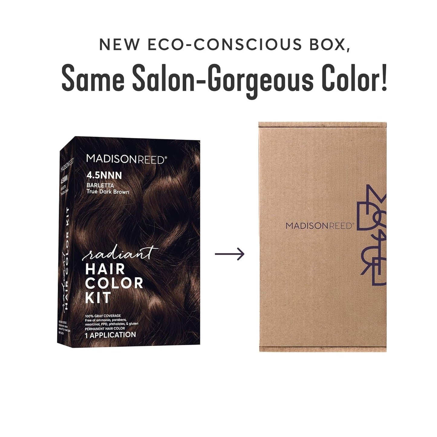 Madison Reed Radiant Hair Color Kit | 4.5NNN Darkest Brown with Warm Tones (Barletta Brown) 100% Maximum Gray Hair Coverage | Permanent Hair Dye for Resistant Grays | PPD-Free & Ammonia-Free |1 Pack