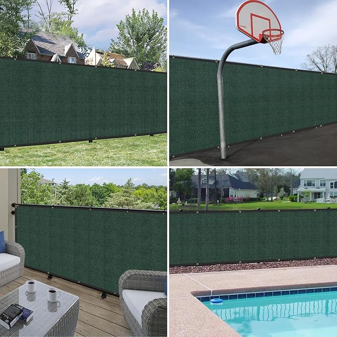 Windscreen4less Privacy Fence Screen Heavy Duty Windscreen Fencing Mesh Fabric Shade Net Cover for Outdoor Wall Garden Yard Pool Deck, 8'x217' Green