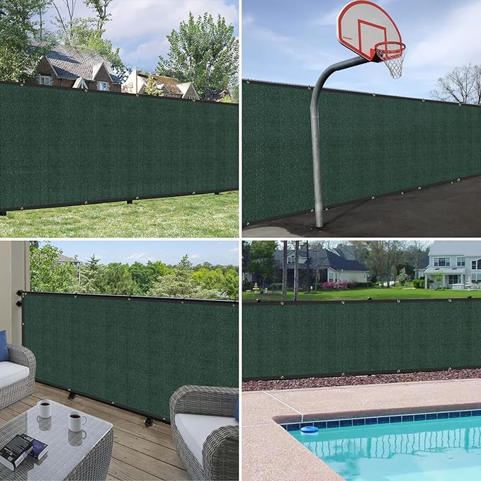 Windscreen4less Privacy Fence Screen Heavy Duty Windscreen Fencing Mesh Fabric Shade Net Cover for Outdoor Wall Garden Yard Pool Deck, 8'x227' Green
