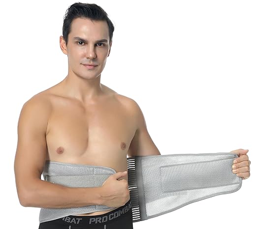 NeoTech Care Adjustable Compression Back Brace Lumbar Support Belt, Grey, Size XL