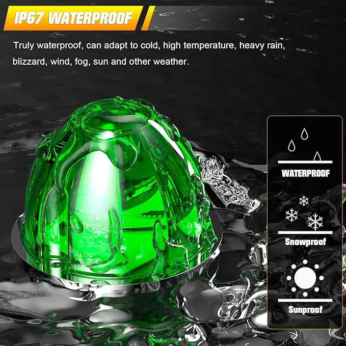 BJZ 6Pcs Green Watermelon LED Strobe+Constant Marker Lights Dual Function Watermelon-Shaped Side Marker Clearance Tail Top Cap Roof Lights for Trailer Truck Semi-Trailer Heavy-Duty Truck Bus Van
