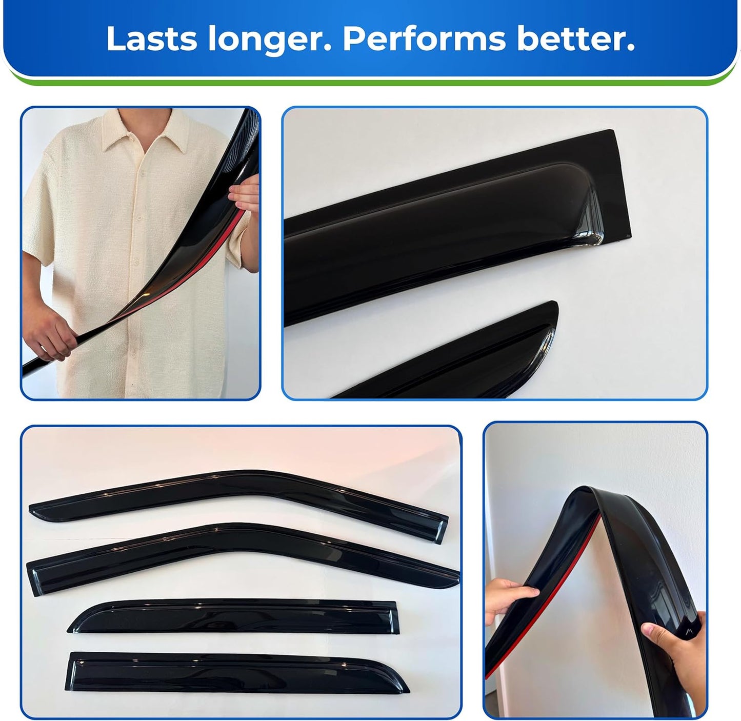 KPY Window Visor Compatible with Hyundai Sonata 2005-2010 (Old Body Mugen Style), 4PC Rain Guard Side Window Vent Deflectors Tape-On Mugen Style, 2005 2006 2007 2008 2009 2010