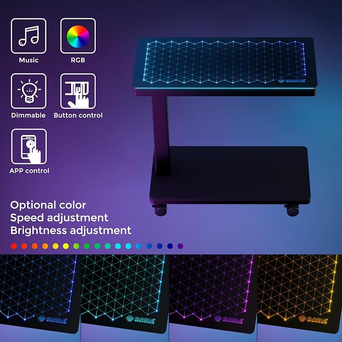EUREKA ERGONOMIC Height Adjustable Computer Tower Stand, Illuminated Glass