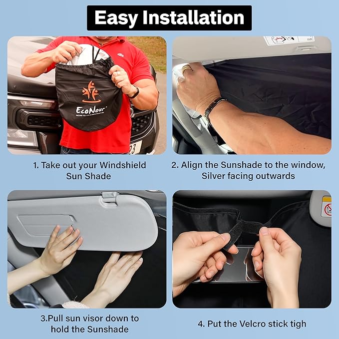 EcoNour Windshield Sunshade for Chevrolet Colorado 2024 2025 2026, Sun Visor for Front Windshield & Window Sun Shade Cover, UV Heat Blocker & Protector, Car Accessories