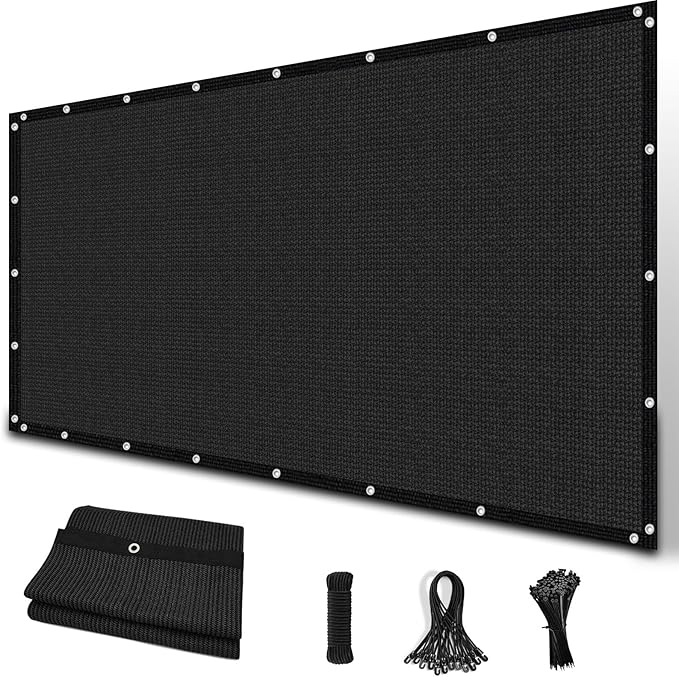 Amagenix 90% Sun Shade Cloth with Grommets, 10' x 16' Pergola Replacement Shade Cover Canopy Privacy Screen for Outdoor Patio Garden, Black (We Customized)