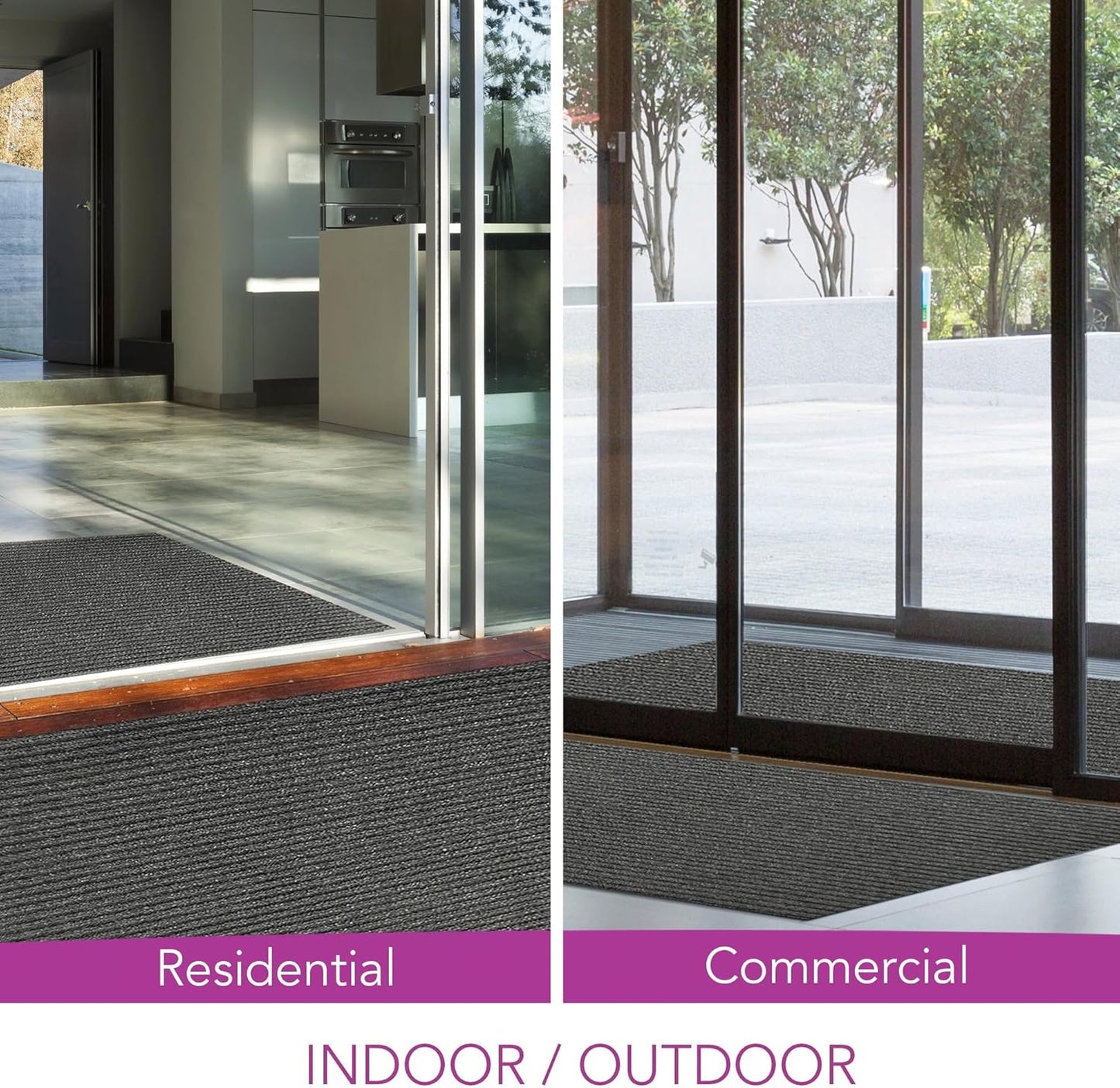 iCustomRug Spartan Weather Warrior Indoor/Outdoor Utility Ribbed Carpet Runner with Non-Slip Thermoplastic Rubber Backing, 3ft X 52ft in Charcoal