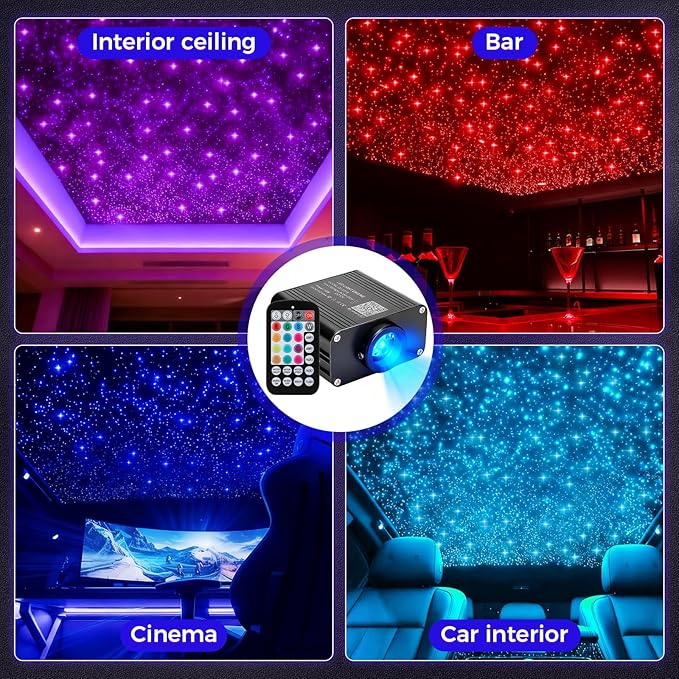 Starlight Headliner Kit, Twinkle Star Lights for Car Decor 500pcs*0.03in*9.8ft/3m, Fiber Optic Star Ceiling Lights APP/Remote Control for Car Roof Home Ceiling