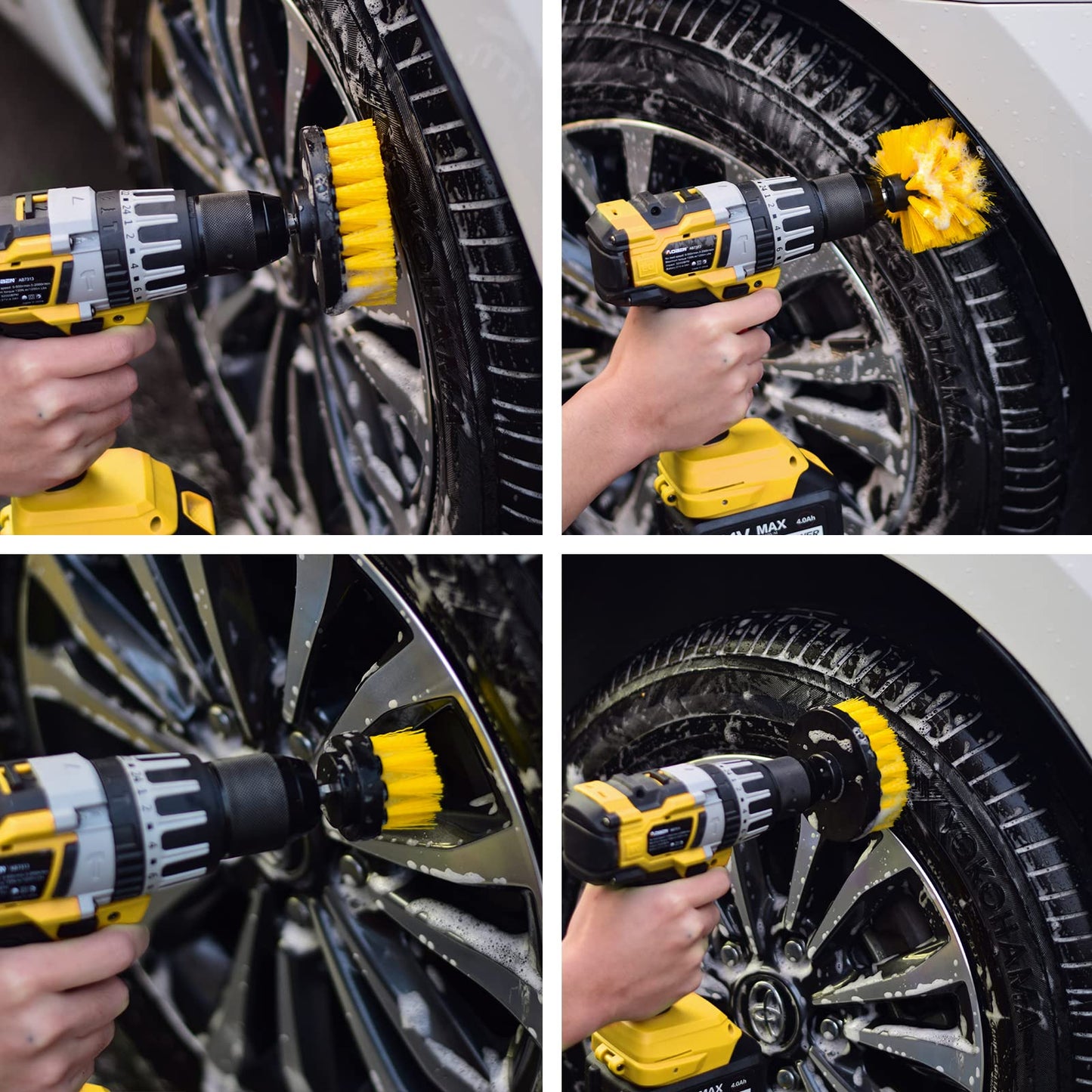 Shieldpro 30 Piece Drill Brush Attachment Set, All Purpose Power Clean Scrubber Brush, Scrub Pads & Sponge with Extend Long Attachment for Bathroom, Kitchen,Grout,Tub,Tile,Corners, Auto