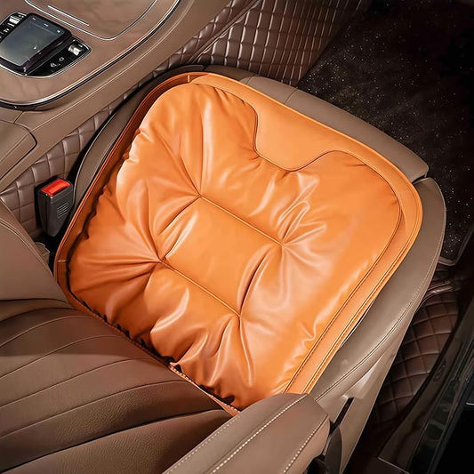 2026 New Skin-Friendly & Dirt-Repellent Leather Seat Cushions, Ergonomic Memory Foam Lumbar Support, Non-Slip Breathable Cover, Removable Washable, Ideal for Drivers & Office Long Sitting (yellow)