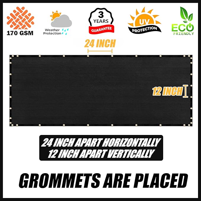 Royal Shade Custom Size 6' x 120' Black Fence Privacy Screen Windscreen Cover Netting Mesh Fabric Cloth - Cable Zip Ties Included (We Make Custom Size)