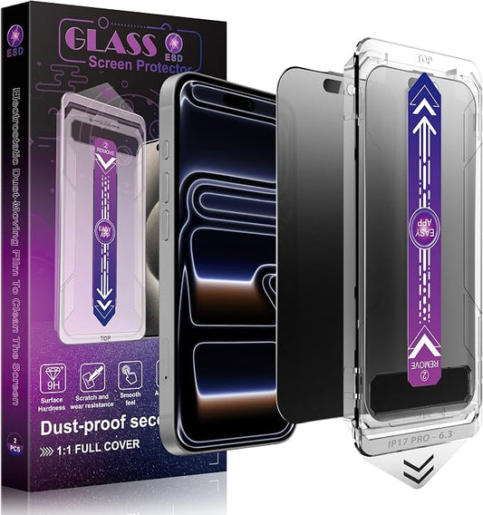 Matte Privacy Screen Protector for iPhone 17 Pro 6.3-Inch, Auto Dust Removal