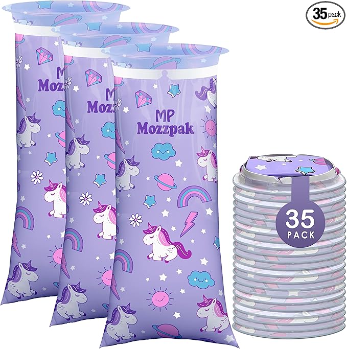 MP MOZZPAK Vomit Bags Disposable 35 Pack - 1000ml Emesis Bags, Leak-Proof Barf Bag, Travel Friendly Puke & Nausea Bag for Motion Sickness, Medical Grade Throw up Relief for Car (35pk - Unicorn Style)