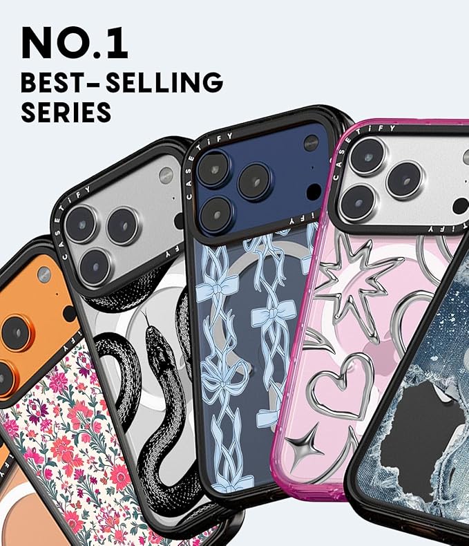 CASETiFY Impact iPhone 17 Pro Max Case [Slim/Compatible with Magsafe / 8.2 ft. 4X Military Grade Drop Protection] - EttaVee Watercolor Fleurs - Clear Black