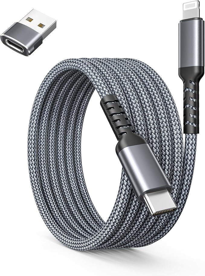 Basesailor for Apple iPhone 14 13 12 Pro Max Plus Charger Cable 3.3FT,USB Type C to Lightning Cord with USB A Adapter,Fast Charging Power Cord for iPhone 11 Mini XS XR X 8 7 6 SE, i Pad 8th 9th Gen