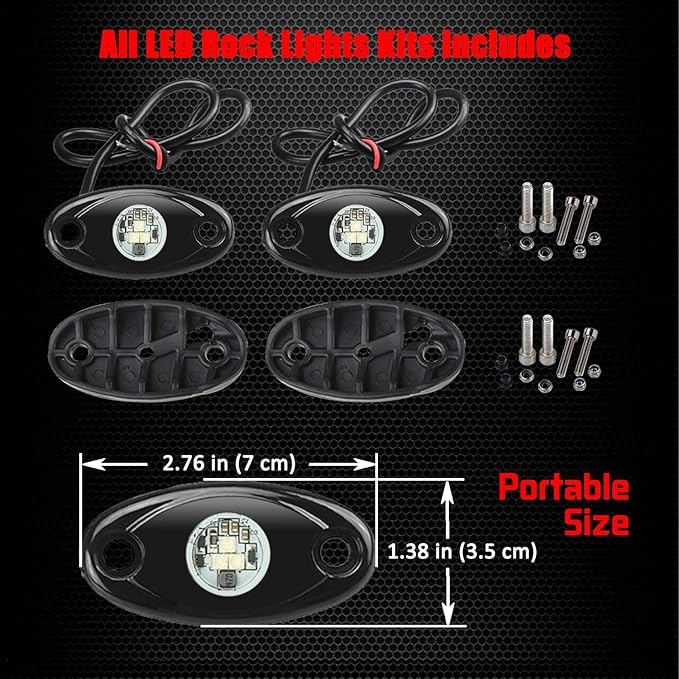 2 Pods LED Rock Lights, Ampper Waterproof LED Neon Underglow Light for Car Truck ATV UTV SUV Offroad Boat Underbody Glow Trail Rig Lamp (Green)