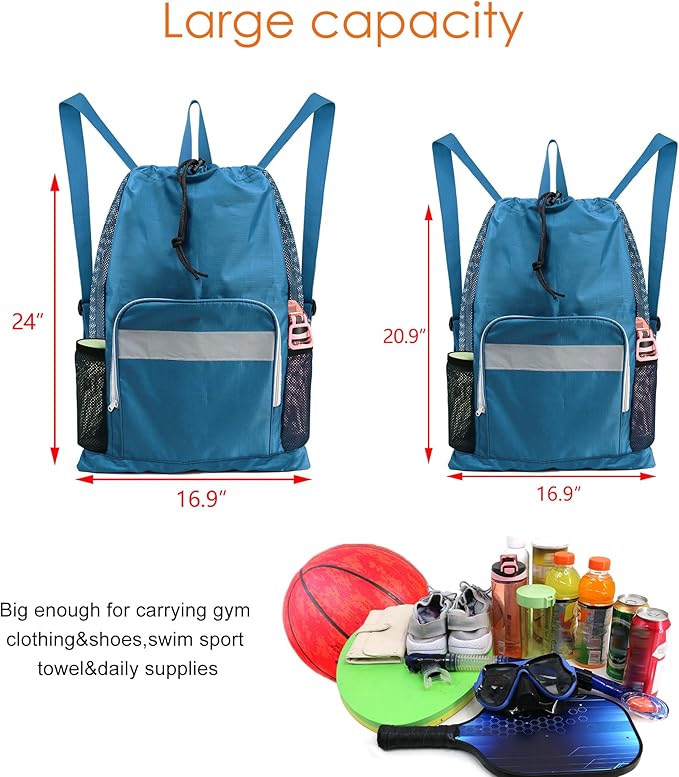 BeeGreen Drawstring Backpack for Men Women Athletic Gym Sports Workout Beach Swim …