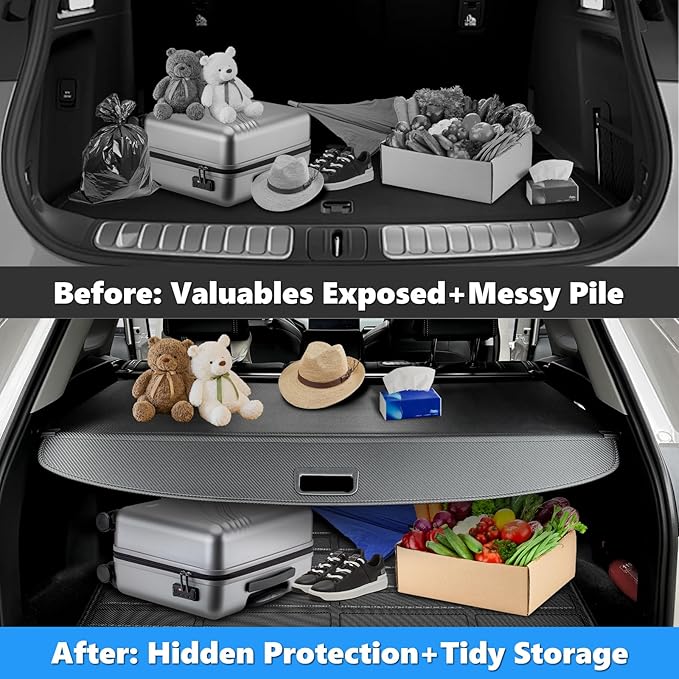 MIALUTY® Cargo Cover for 2025 2026 Nissan Murano Retractable Trunk Cover Murano Accessories Anti-Peeping Anti-Theft Privacy Screen,Trunk Luggage Shield Shade Carbon Fiber Texture