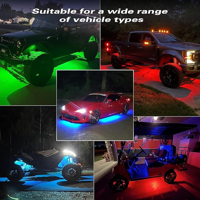 10Pods Segmented RGB LED Rock Lights Kit with APP/RF Remote Control, Waterproof Multi Color Underglow Light Music Mode 12V Underbody for Jeep Trucks UTV ATV RZR Golf Cart Offroad SXS SUV Side By Side