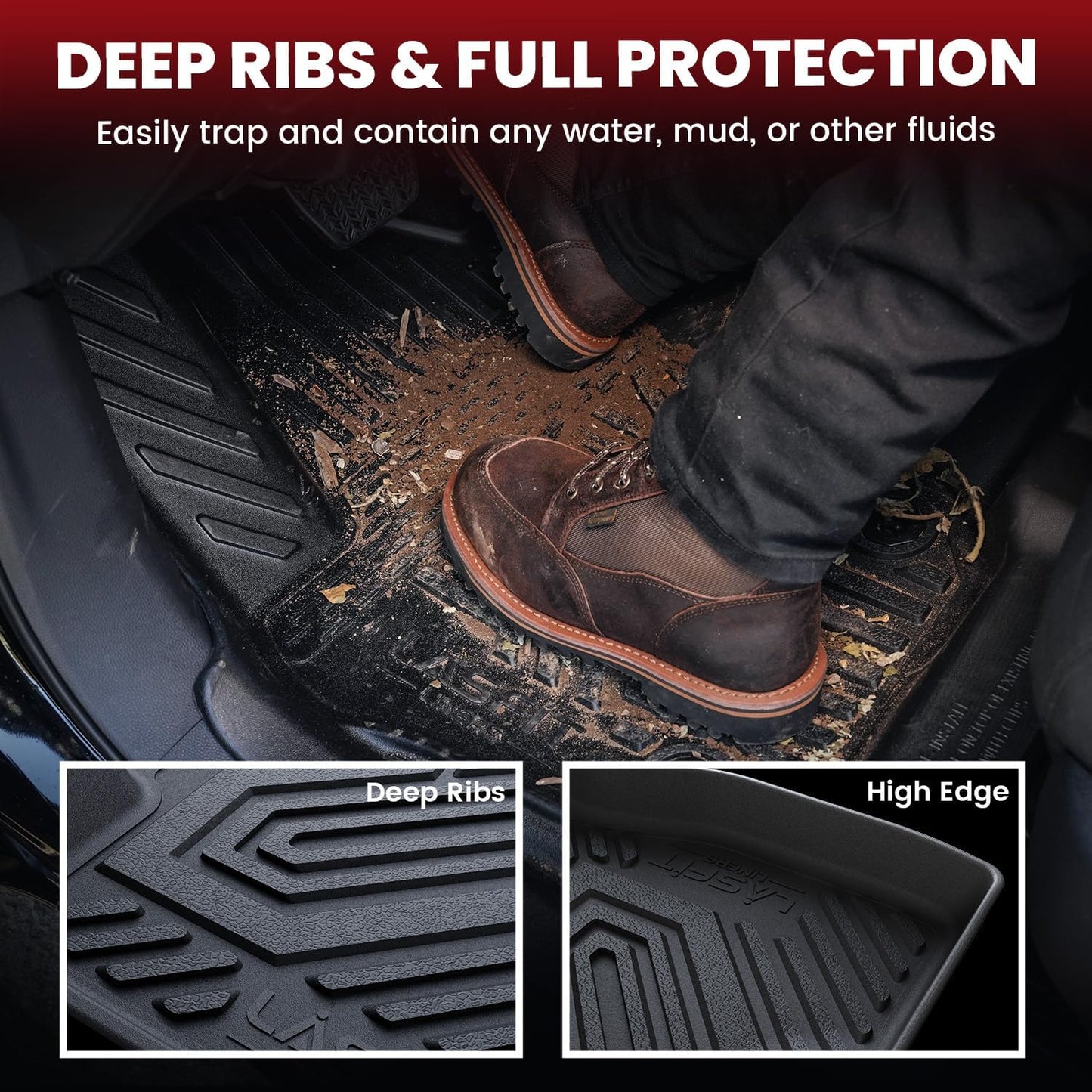 LASFIT Floor Mats&Trunk Mat Fit for 2017-2025 Chrysler Pacifica Hybrid 7-Seater(2021-2025 Not Fit Pinnacle trim), All Weather TPE Rubber Cargo Mat Automotive Floor Liners for Pacifica 2025 Accessories