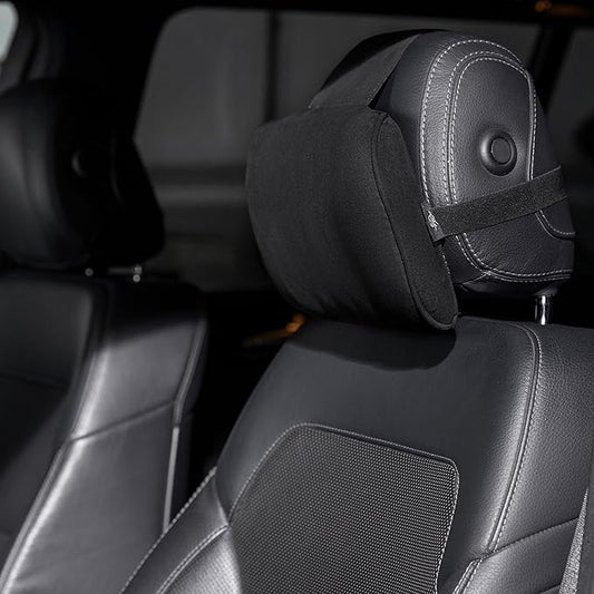 Car Headrest Pillow Memory Foam Soft Neck Support Comfortable Ergonomic Design Car Seat Headrest Pillow Universal Fit Travel Seat Pillow for Pain Relief While Driving Lord AutoFashion (1PC) (Black)
