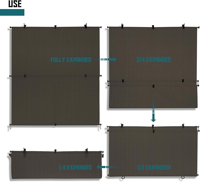 Bynbbur 4'W x 15'H Outdoor Patio Shades Foldable Roller Blinds, 220 GSM Sun Shade Roll Up Porch Screens Exterior Shade Cloth for Deck Pergola Backyard, Brown