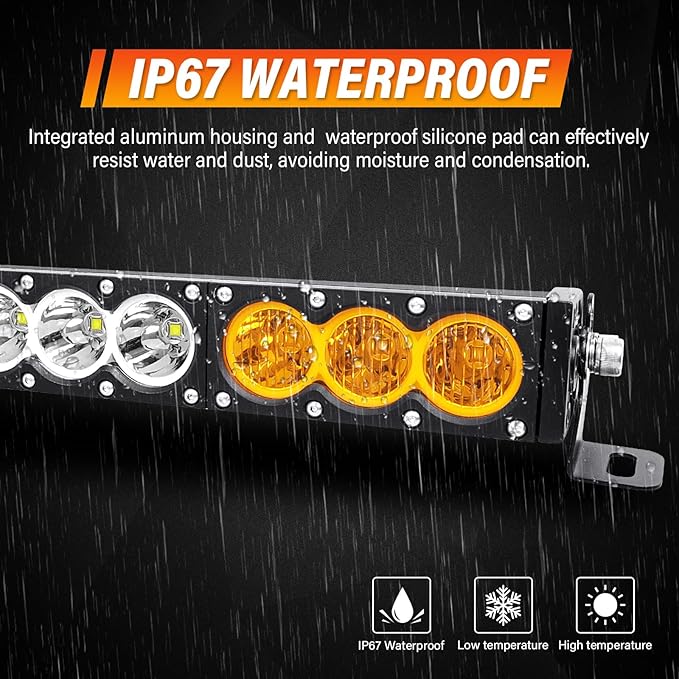 AUXTINGS 38 inch Single Row Dual Color LED Light Bar 210W Off Road Light Bar White Amber Combo LED Work Light Truck UTV 4x4 Cars SUVs ATVs Boats Fog Driving Light with Wiring Harness kit